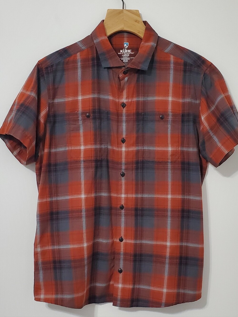 Kuhl Plaid Short Sleeve Button Down Shirt Mens Large